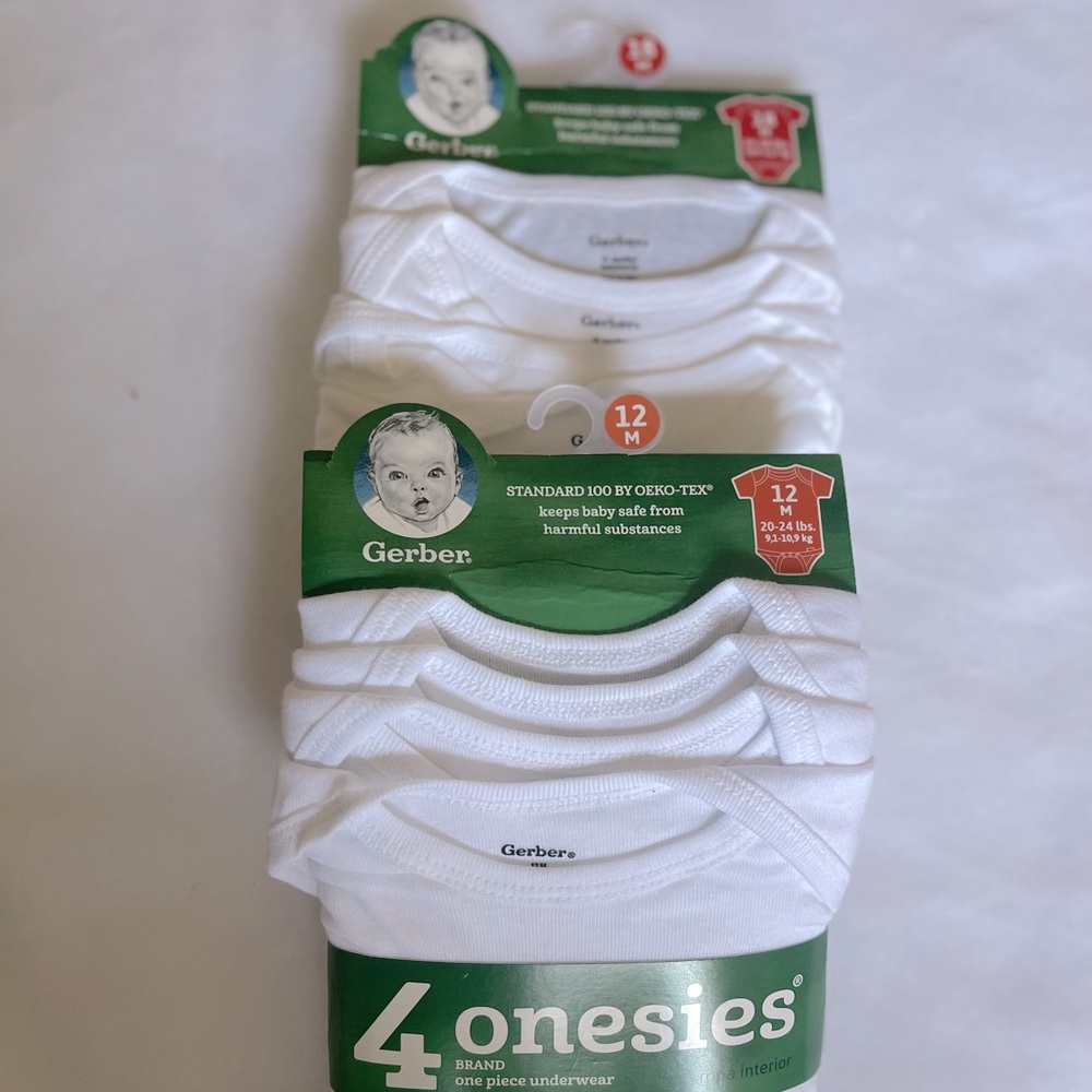 12 & 18 month pack of white onsies